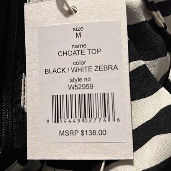 Walter Baker Choate Black White Zebra Print Top - Picture 5 of 5